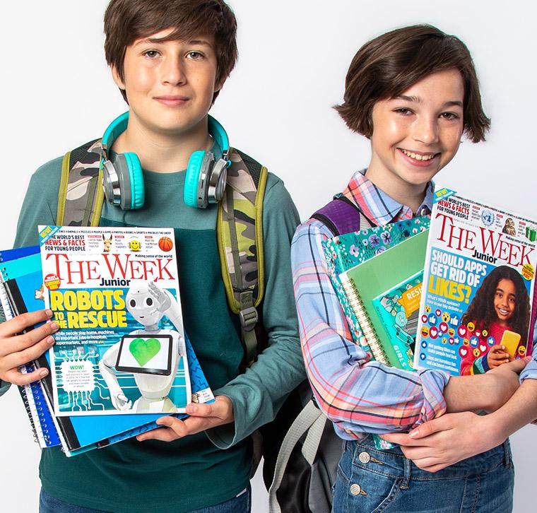 Image of young people holding The Week Junior magazine